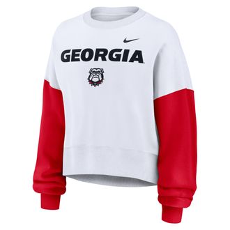 Nike Georgia Bulldogs Primetime Nike Womens College Pullover Crew in White | 01D7075KNGB-88C