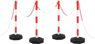 vidaXL Juego De Barrera Con Postes Y Cadena Pl&aacute;stico 10 M Vidaxl