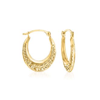 Ross-Simons 14kt Yellow Gold Small Greek Key Hoop Earrings