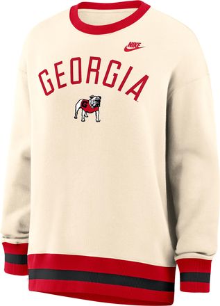 Nike Georgia Legacy Nike Womens College Oversized Pullover Crew in Brown | 040H0KOMUGV-526