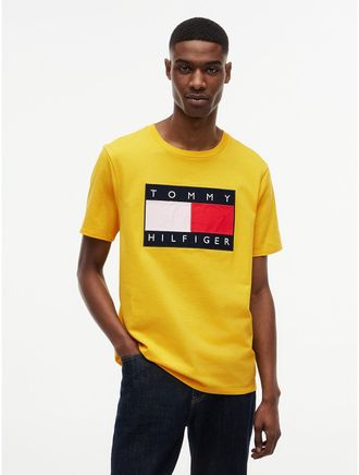 Tommy Hilfiger Mens Big Flag Logo T-Shirt - Yellow - XXL