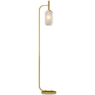 HOMCOM Modern Floor Lamp with Glass Lampshade - Foot Switch for Living Room | TJ Hughes Gold