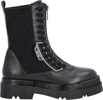 Liu Jo Lace-up Enkellaarsjes Love 22 - Dames - Schoenen - Zwart - Maat: 36 EU Leer