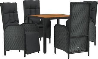 vidaXL Set De Muebles Jard&iacute;n 5 Pzas Con Cojines Rat&aacute;n Sint&eacute;tico Negro Vidaxl