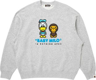 A Bathing Ape x Disney Donald Duck Baby Milo Relaxed Fit Crewneck Grey 0ZXSWMX90213R-GRY