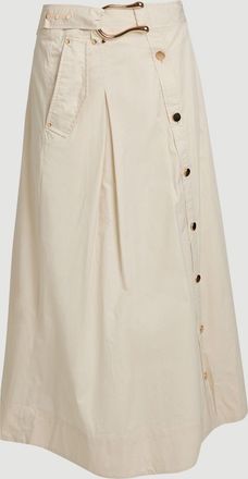 Karen Millen Womens Cotton Sateen Button Woven Midi Skirt - Beige - Size 14 UK