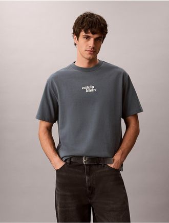 Calvin Klein Jeans Calvin Klein Mens Embroidered 1989 Logo Graphic Relaxed T-Shirt - Blue - L