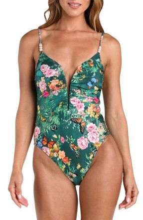 L'agence Lilou Print One-Piece Swimsuit in Green Multi at Nordstrom, Size X-Large