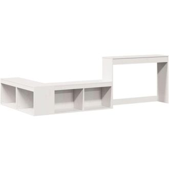 vidaXL Vidaxl - Mueble Con Escritorio Madera Maciza Pino Blanco 232x112x75 Cm