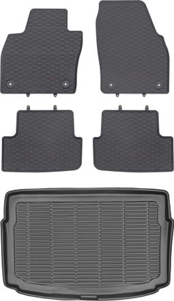 OEM Volkswagen Polo Vi Hatchback De 2017 (juego) - Alfombrillas De Goma Para Coche + Alfombrilla Para Maletero