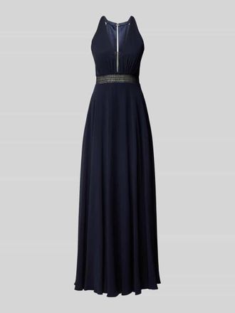 Vera Mont Abendkleid mit tiefem V-Ausschnitt in Dunkelblau, Gr&ouml;&szlig;e 40