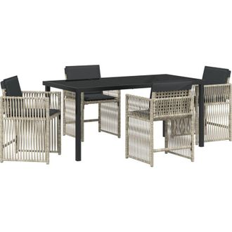 vidaXL Conjunto De Comedor De Jard&iacute;n 5 Pcs Gris Claro Polirat&aacute;n Vidaxl