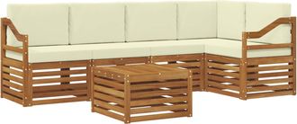 vidaXL Conjunto De Sof&aacute;s De Exterior 6 Uds. Natural Y Crema Poli&eacute;ster Vidaxl