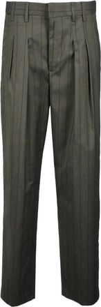 Dondup Elegante Wollen Blend Broek - Dames - Straight fit broeken - Groen - S - Wol - Broeken