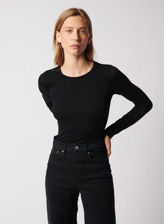 Majestic Filatures Soft Touch Long Sleeve Crewneck T-Shirt in Noir at Nordstrom, Size 1