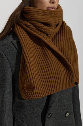 Canada Goose Wool Scarf With Stitched Logo, Unisex, Brown