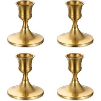 OEM Candelabro Peque&ntilde;o Dorado Para L&aacute;mpara De Ara&ntilde;a - Juego De 4 Candelabros Decorativos De Metal Para Bodas, Ideales Para Velas Cil&iacute;ndricas, Decoraci&oacute;n N