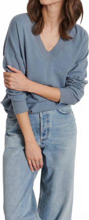 Line Taylor Knit V-Neck Top In Blue Dusk