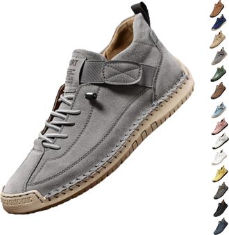 Generic Emiline Comfortable Orthopedic Sneakers, Flat Shoes with Arch Support, Handmade Leather Comfy Shoes (Gray,10.5)