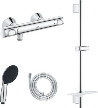 GROHE Conjunto Mezclador Termost&aacute;tico De Ducha Grohe Quickfix Precision Flow + Teleducha Vitalio Start 110 + Barra Quickfix + Flexible