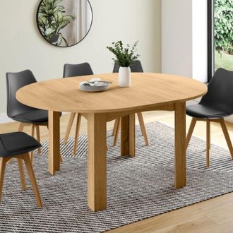 IDMarket Dona Mesa De Comedor Redonda Extensible 4-8 Personas Estilo Haya 120-160 Cm