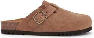 Scholl Su&egrave;de Gesloten Neus Klomp met Verstelbare Gesp - Dames - Slip ons - Beige - 39 EU - Su&egrave;de - Schoenen