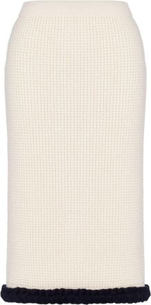 Moschino waffle knit virgin wool skirt - women - Virgin Wool - 42 - White