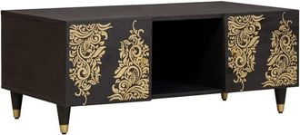 vidaXL Mesa De Caf&eacute; Negro 100 X 54 X 40 Cm Madera De Mango Maciza Vidaxl