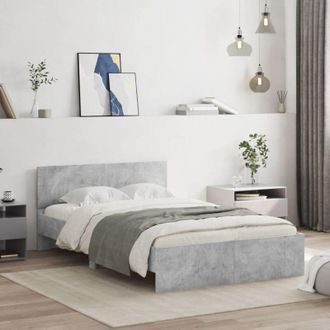 vidaXL Giroletto con Testiera Grigio Cemento 135x190 cm - Vidaxl
