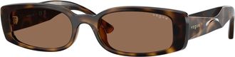 Vogue Eyewear Rechthoekige Zonnebril - Dames - Zonnebrillen - Bruin - 54 MM - Accessoires