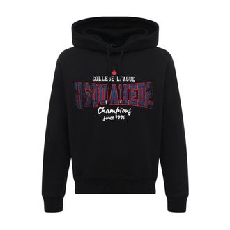 Dsquared2 Hoodies, male, Black, Size: M College League Logo Cool Fit Hoodie