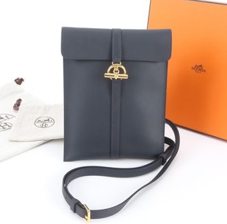 Herm&egrave;s Navy Leather Shoulder Bag (Pre-Owned)