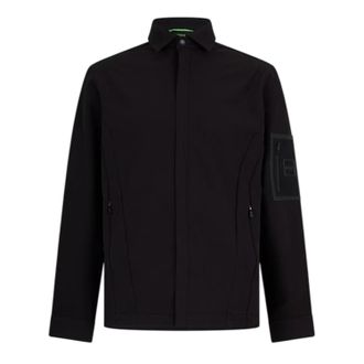HUGO BOSS Expedit Oxford-overshirt voor heren met ritszak (Zwart)