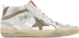 Golden Goose Mid Star Laminated Upper And Spur Suede Star And Wave Shoes