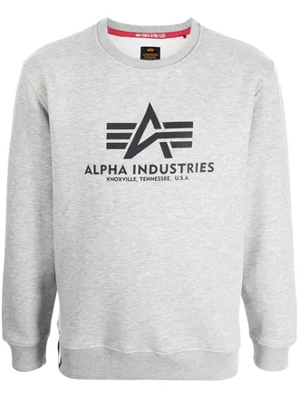 Alpha Industries logo print sweatshirt - men - Cotton/Polyester - L - Grey