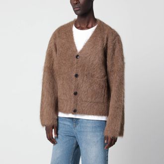 S&eacute;fr Cardigan color taupe in misto alpaca