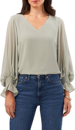 Vince Camuto Blouson Sleeve Top in Libery Green at Nordstrom, Size Xx-Small