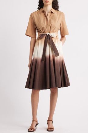 Kobi Halperin Dip Dye Tie Waist Shirtdress in Coffee Multi at Nordstrom, Size Medium