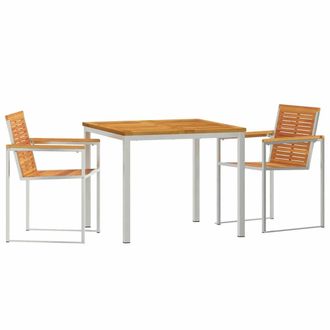 Berkfield Home 3 Piece Garden Dining Set Solid Wood Acacia in Brown