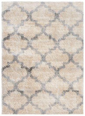 Tapiso Alfombra de sal&oacute;n beige tr&eacute;bol marroqu&iacute; shaggy 160 x 230 cm