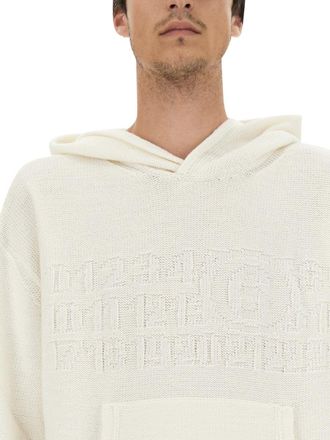 Maison Margiela Cropped Virgin Wool Logo Sweater - White