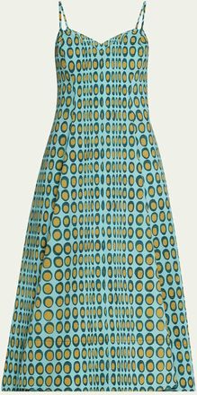 Christopher John Rogers Wiggle Dot V-Neck Midi Dress