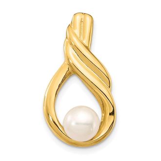 Diamond2Deal 14k Yellow Gold 6-7mm White Freshwater Cultured Pearl Pendant Chain Slide