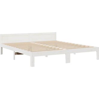 vidaXL Cama Sin Colch&oacute;n Madera Maciza De Pino Blanca 180x200 Cm Vidaxl