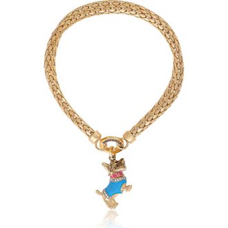 Juicy Couture Double Chain Bracelet with Blue Dog Charm in Gold Tone at Nordstrom