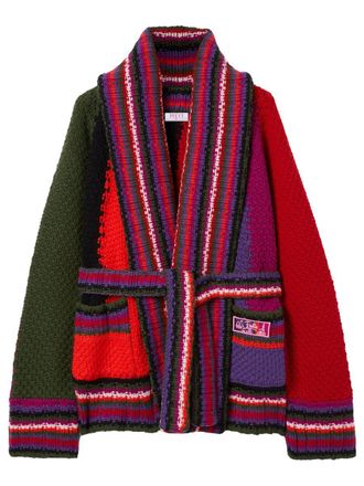 Pucci Orchids Print Oversized Colorblock Cardigan