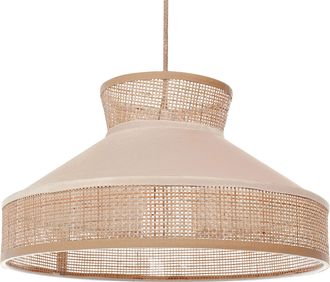 Beliani L&aacute;mpara De Techo De Rat&aacute;n Terciopelo Natural Beige 167 Cm Batali
