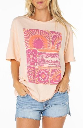 Roxy Beach Things Oversize Cotton Graphic T-Shirt in Tropical Peach at Nordstrom, Size X-Small