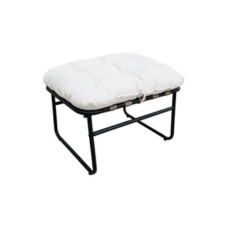 Mobili Rebecca Pouf reposapi&eacute;s acolchado en acero poli&eacute;ster blanco gris 45x63x47