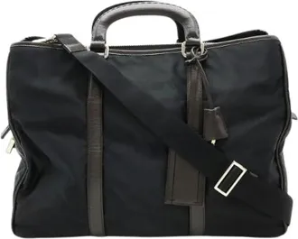 Prada Pre-owned Weekend Bags, male, Black, Size: ONE SIZE Pre-owned Nylon Weekend Bag